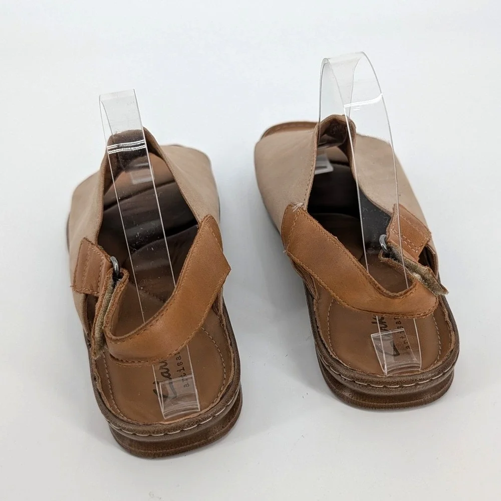Clarks Artisan Leather Sarla Forte Slingback Sandals Whipstitch Taupe Womens 9 M